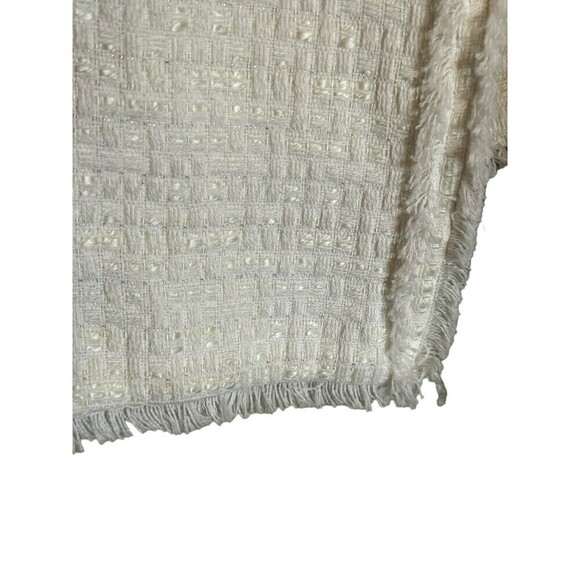 Laundry By Shelli Segal Blazer Women's 10 White Ivory Fringe Open Gold Buttons - Picture 3 of 9